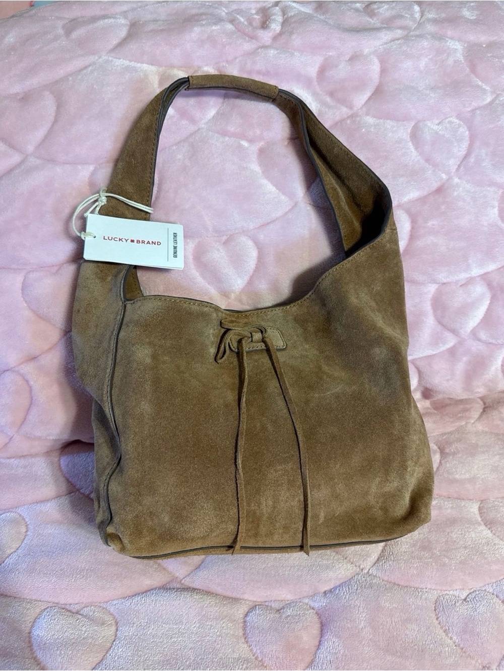 Lucky Brand Tan Clem Suede Shoulder Bag